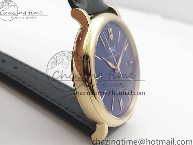 MIROTIME 0809 MoistureWicking Portofino Automatic RG IW356522 FKF 1:1 Best Edition Blue Dial on Black Croco Strap A 7109